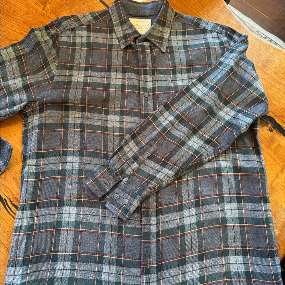 Men's Plaid Shirt - Gray and Blue